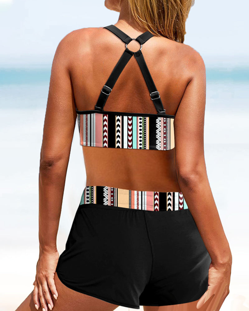 Alevtina – Tribal Print Bikini Top & Shorts Set