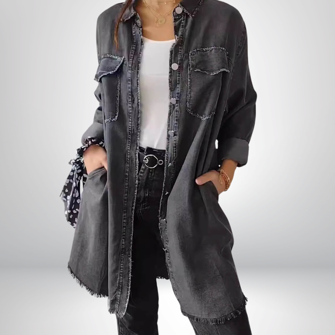 Calvessa – Longline Denim Shirt Jacket for Women