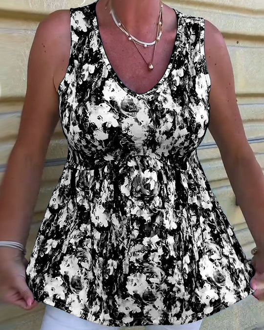 Gabrielle - Floral Print Sleeveless Blouse for Women