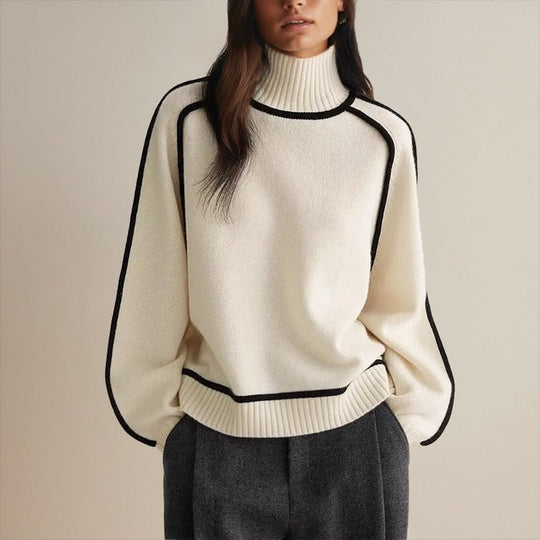 Candy – Contrast Trim Turtleneck Sweater for Women