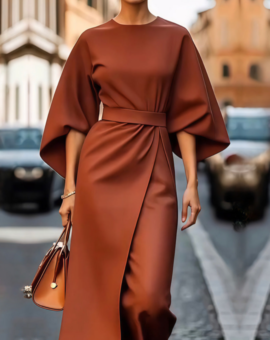 Cashmere – Kimono-Inspired Belted Midi Dress for Women