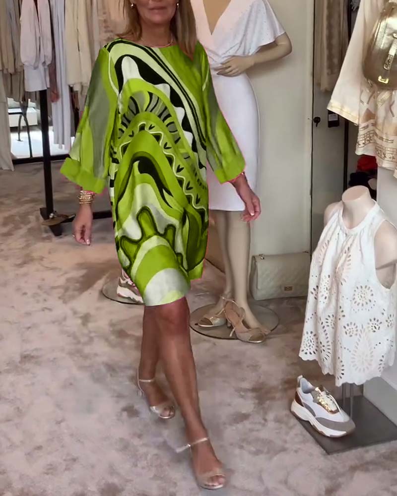 Chinenye – Abstract Print Kaftan Dress for Women