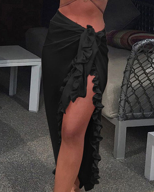 Eleria – Ruffle High-Slit Sarong Skirt for Women