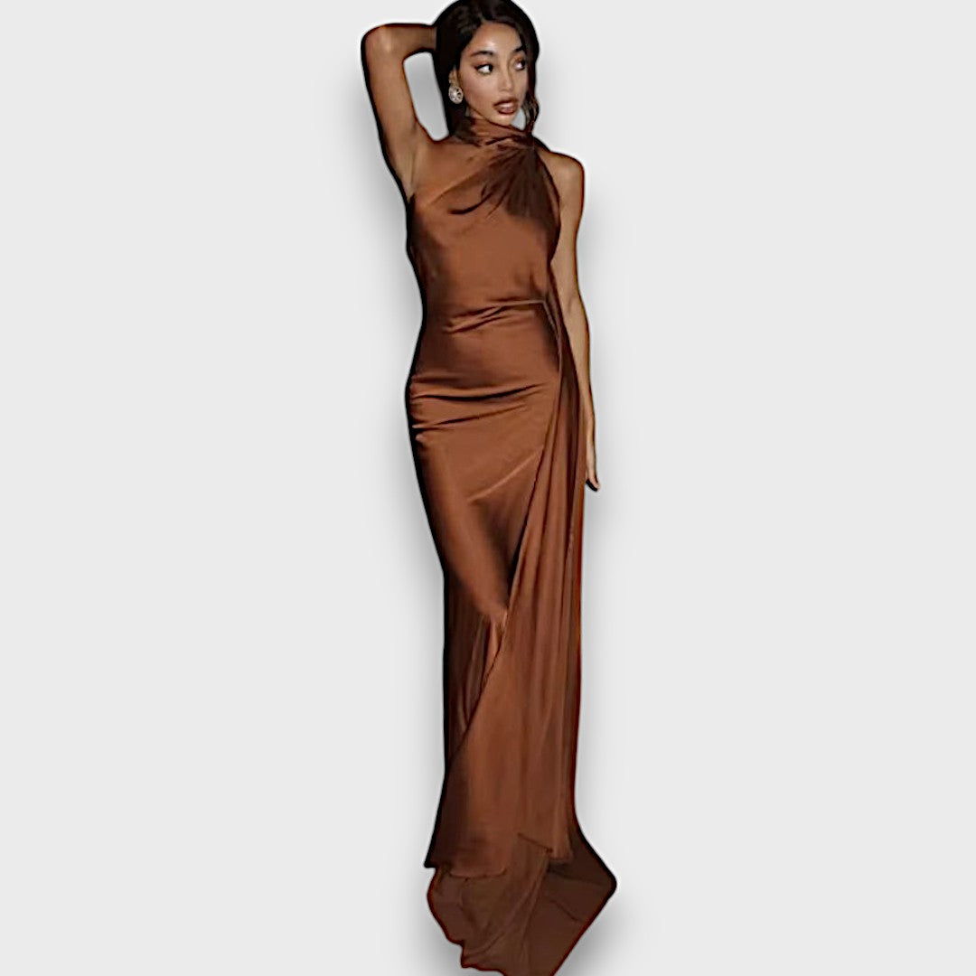 Corinne – Asymmetrical Evening Dress with Draping