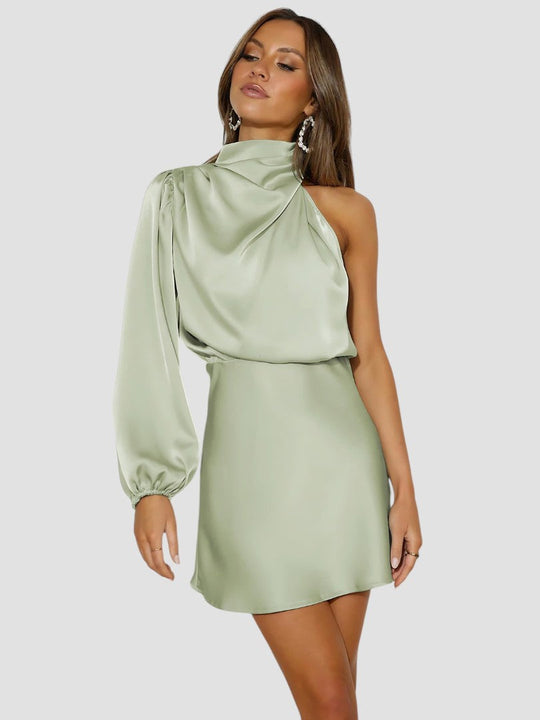 Carlin – One-Shoulder Satin Mini Dress for Women