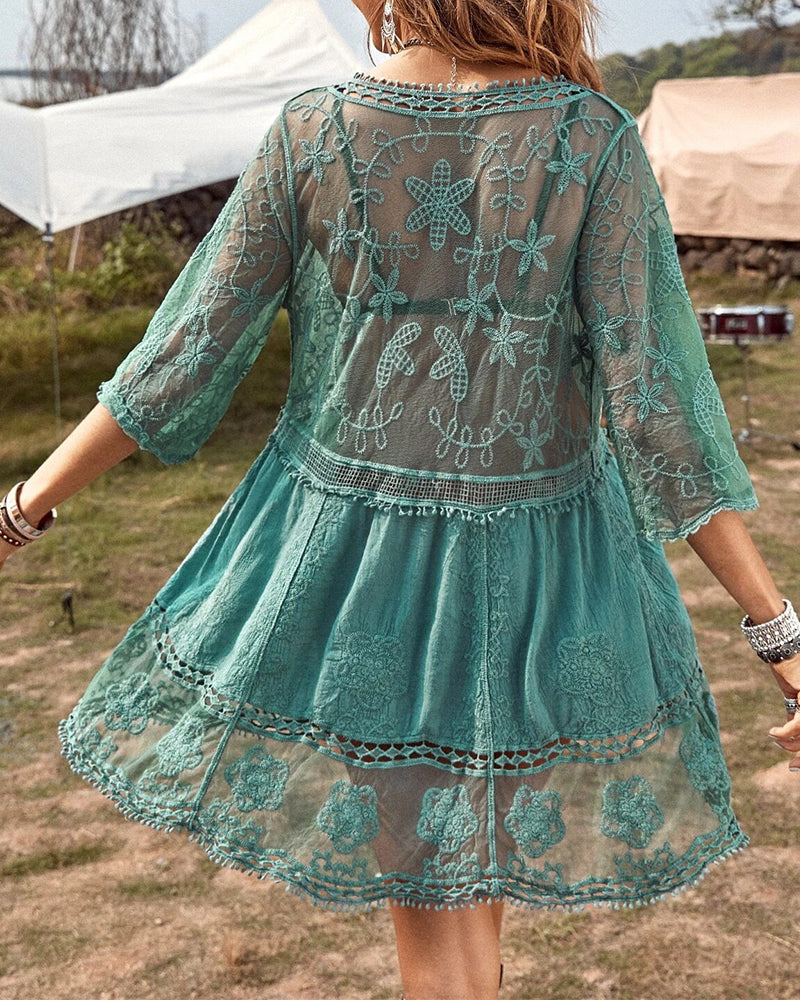 Zenaida – Embroidered Boho Mini Dress for Woman
