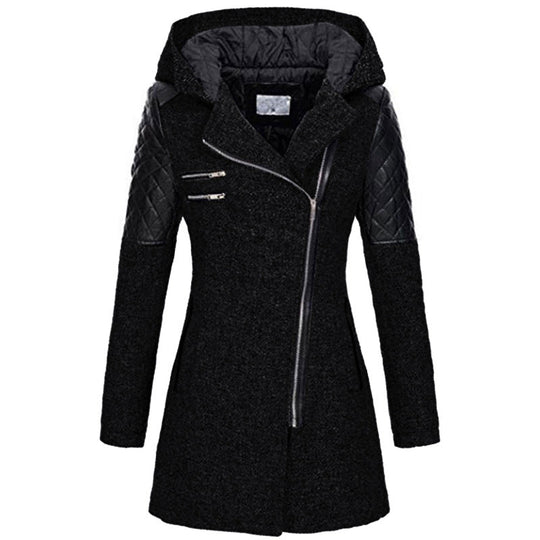 Shane – Hooded Wool-Blend Asymmetrical Coat for Women