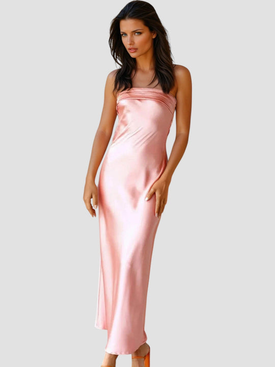 Tracey – Satin Strapless Midi Dress for Women