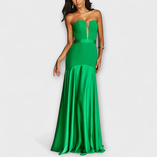 Vadena – Off-the-Shoulder Maxi Dress with V-Neck