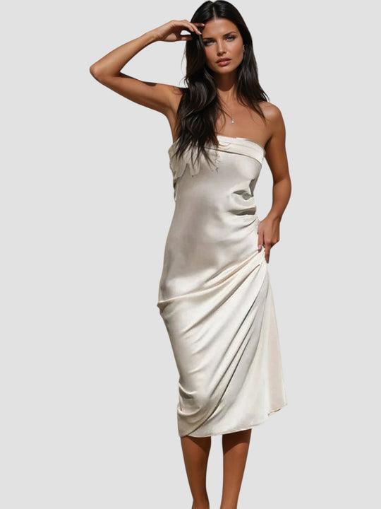 Tracey – Satin Strapless Midi Dress for Women