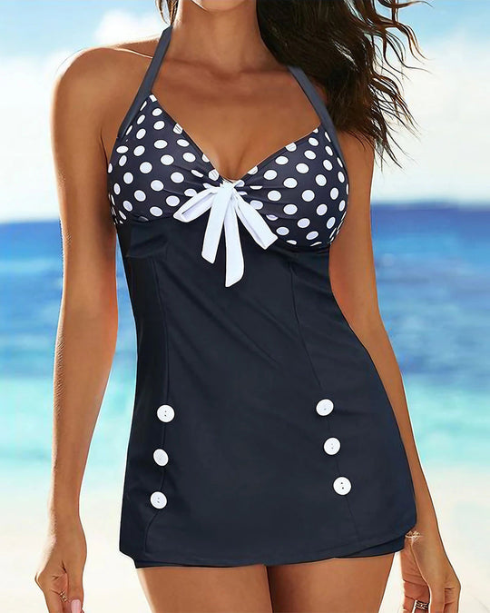 Anwen – Polka Dot Halter Swim Dress for Woman