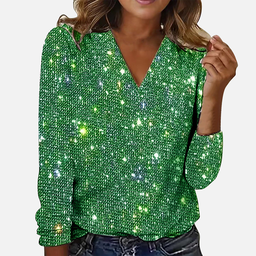 Emmie – Sequin V-Neck Blouse for Women