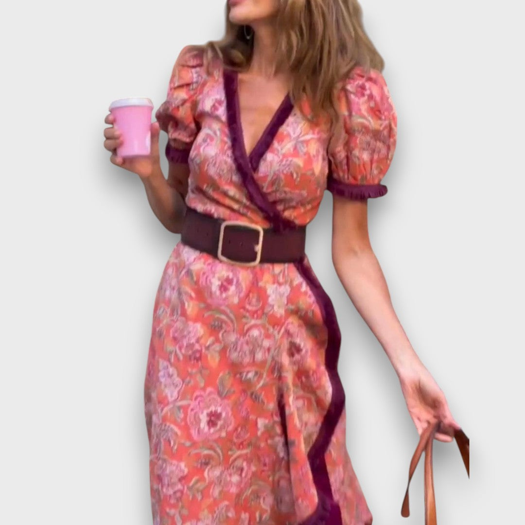 Evelyn – Feminine Wrap Dress with Puff Sleeves