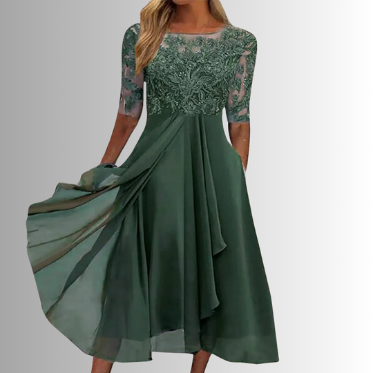 Celestia – Lace Midi Dress for Women