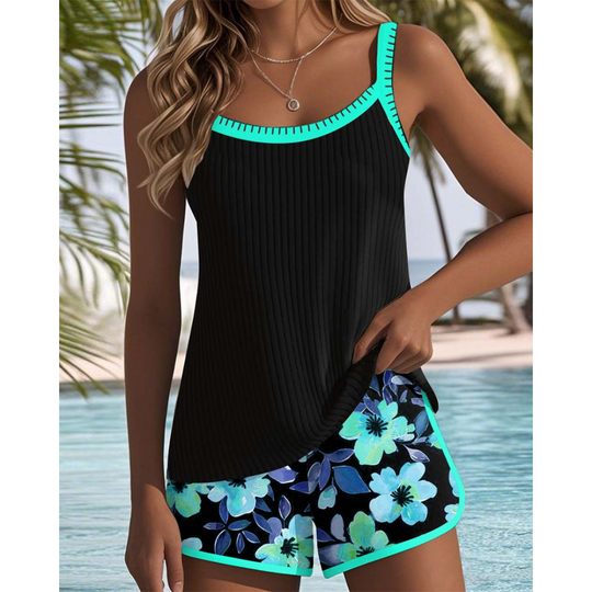 Bridgetta – Tropical Floral Tankini Shorts Set for Women