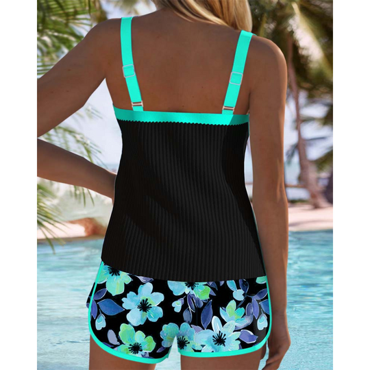 Bridgetta – Tropical Floral Tankini Shorts Set for Women