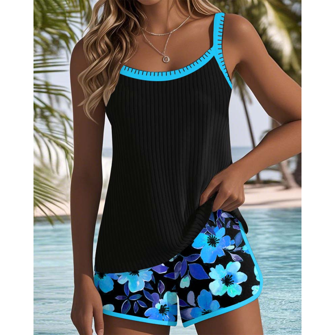 Bridgetta – Tropical Floral Tankini Shorts Set for Women