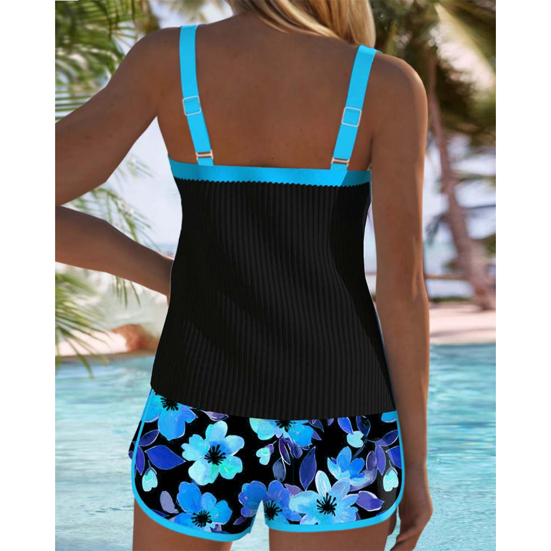 Bridgetta – Tropical Floral Tankini Shorts Set for Women
