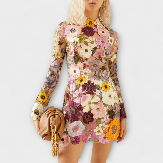 Marbela – Sleeveless Dress with Floral Relief