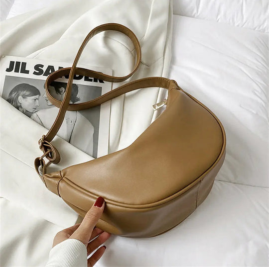 Theda – Crescent Leather Shoulder Bag for Women