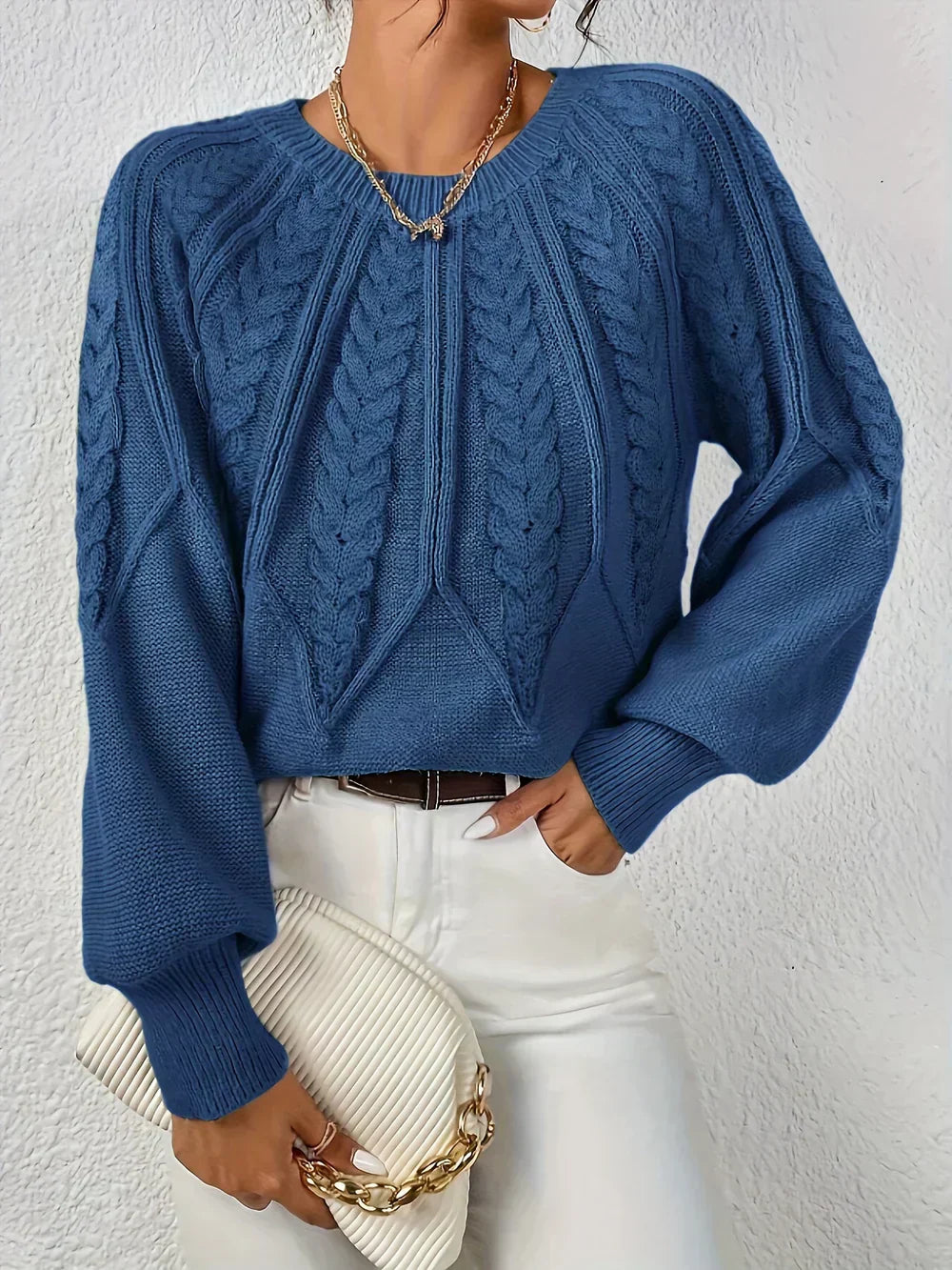 Geena – Chunky Cable Knit Sweater for Women