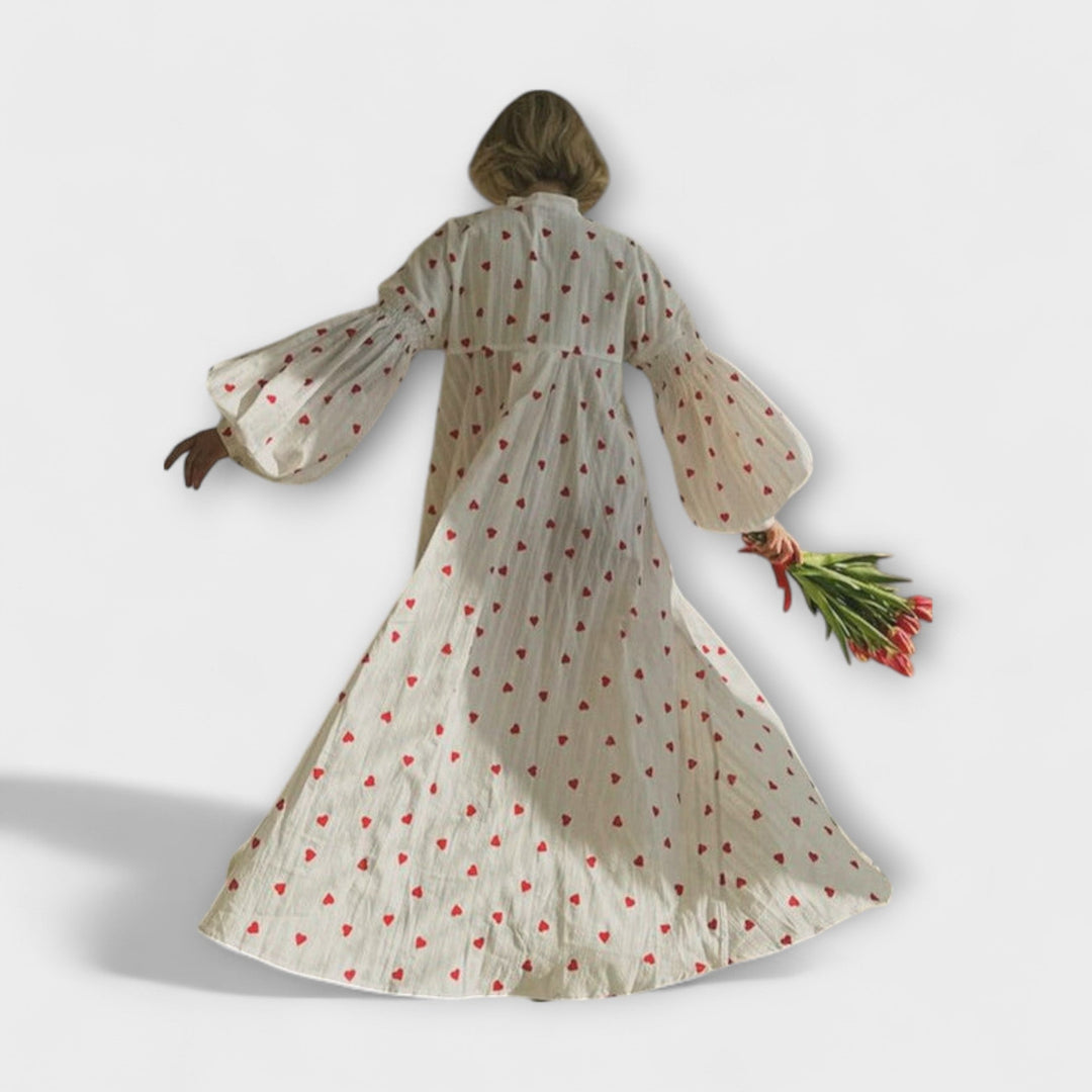Elna – Romantic Jacquard Dress with Heart Pattern