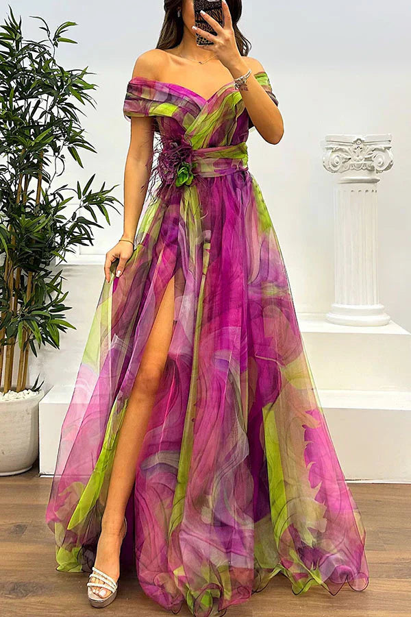 Blerta – Watercolor Dream Off-Shoulder Gown