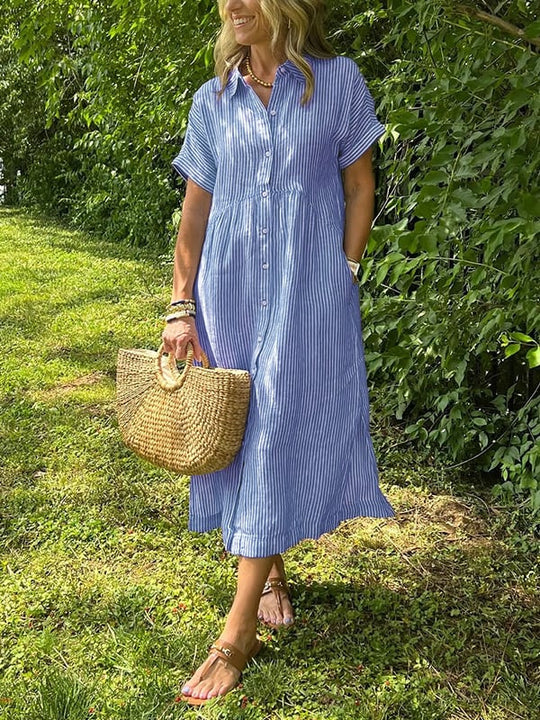 Rochelle – Striped Cotton Summer Dress
