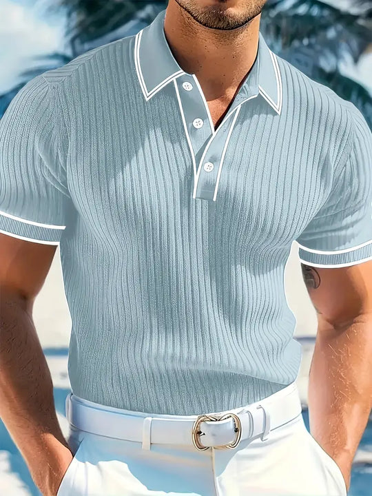 Luca – Textured Ribbed Polo for Men