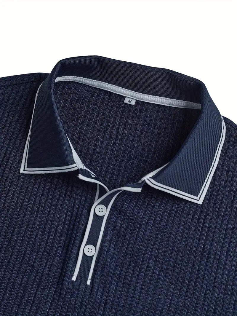 Luca – Textured Ribbed Polo for Men