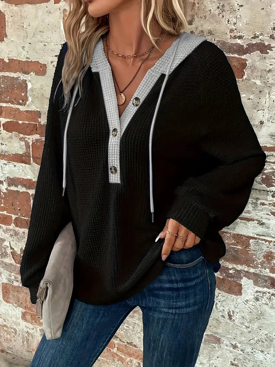 Ricarda – Button-Front Hooded Knit Sweater for Women