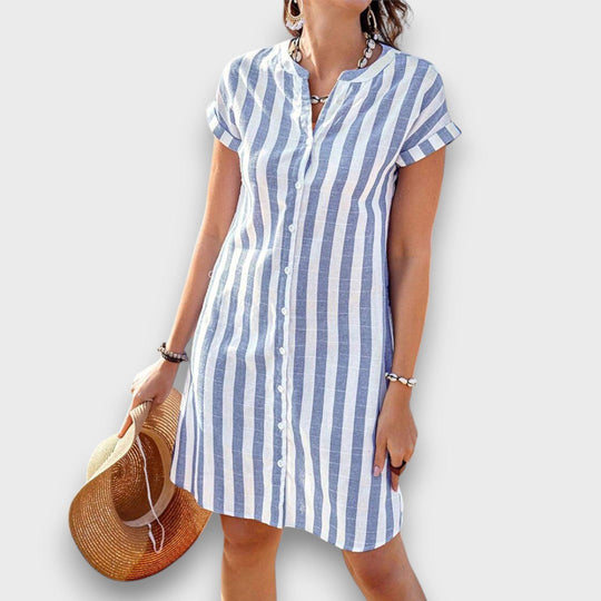 Martine – Striped Shirt Dress with Ease