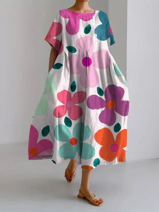 Mathilde – Maxi summer dress with total comfort and dandelion print for free moments