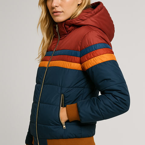 Chandler – Retro Rainbow Puffer Jacket for Women