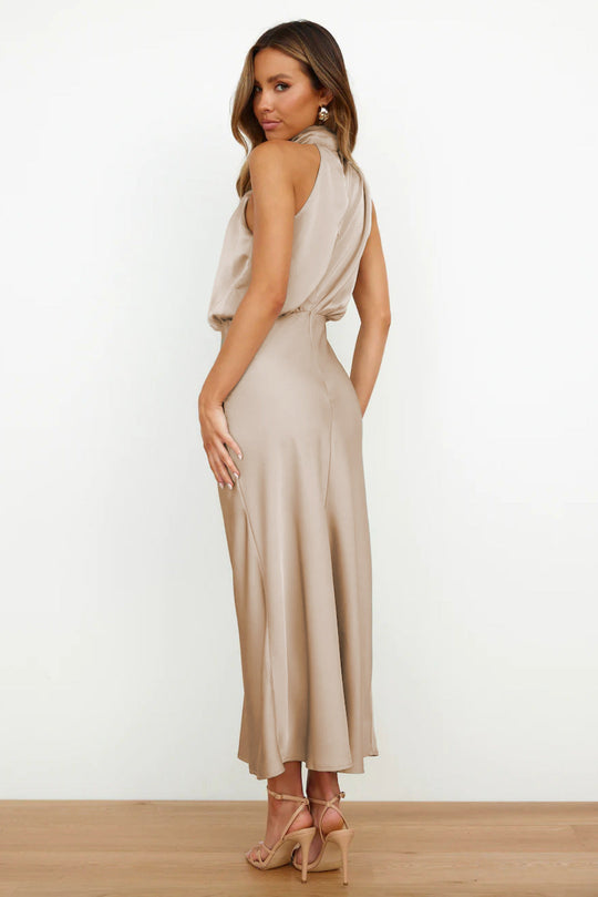 Cirelle – Cowl Neck Satin Midi Dress for Women