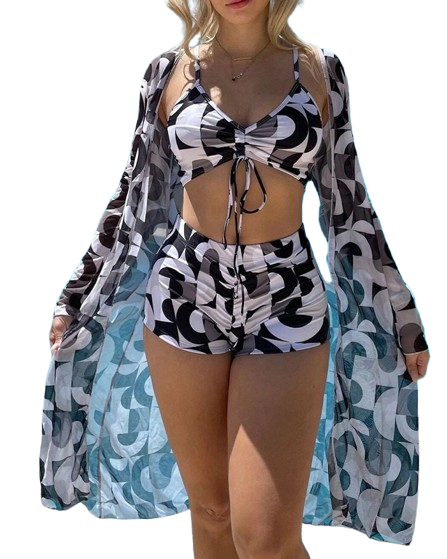 Sohara – 3-Piece Printed Swimsuit with Matching Cover-Up