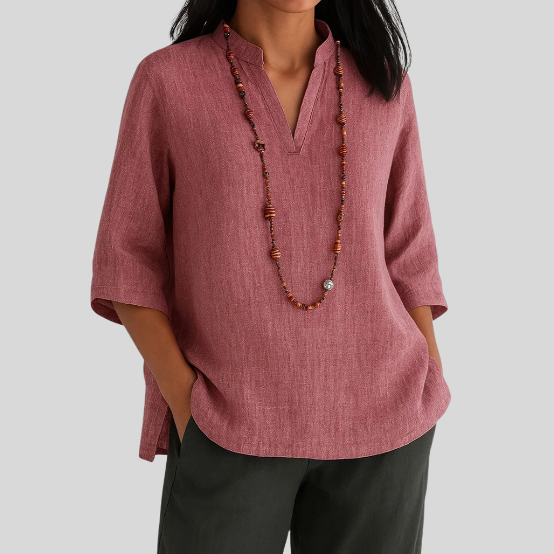 Dolores – Linen Split Neck Tunic for Women