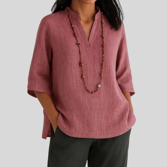 Dolores – Linen Split Neck Tunic for Women