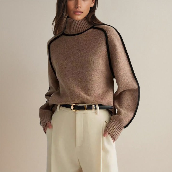 Candy – Contrast Trim Turtleneck Sweater for Women
