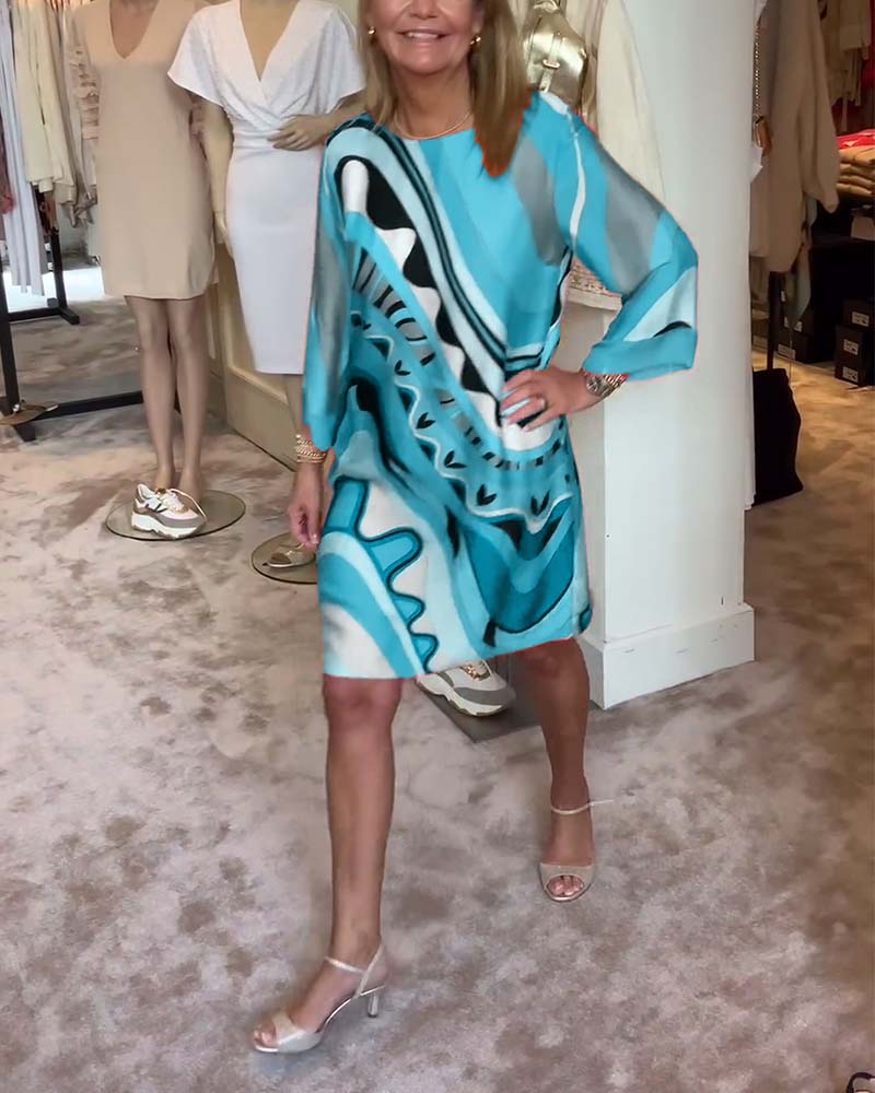 Chinenye – Abstract Print Kaftan Dress for Women