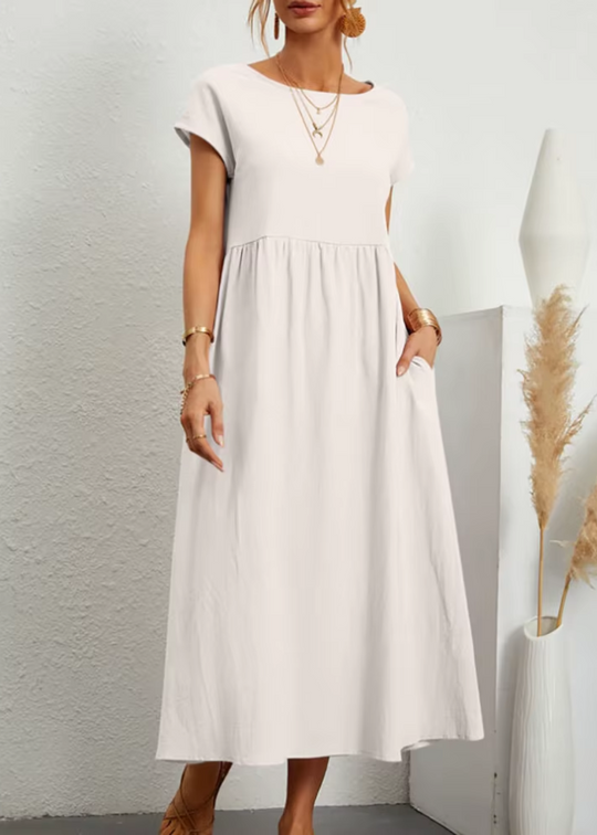 Margherita – Casual Cap Sleeve Cotton Maxi Dress for Women