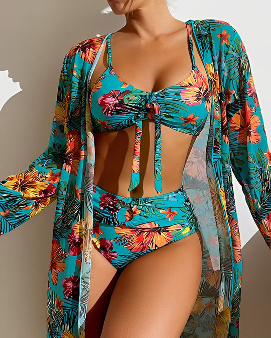 Zafina – 3-Piece Tropical Mesh Bikini Set