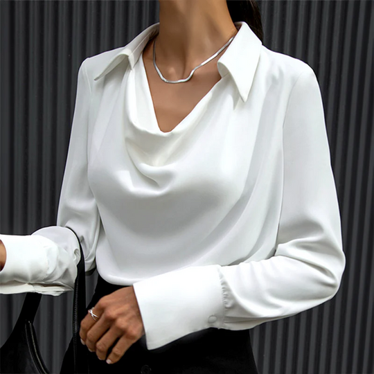 Marceline – Satin Cowl Neck Blouse for Women