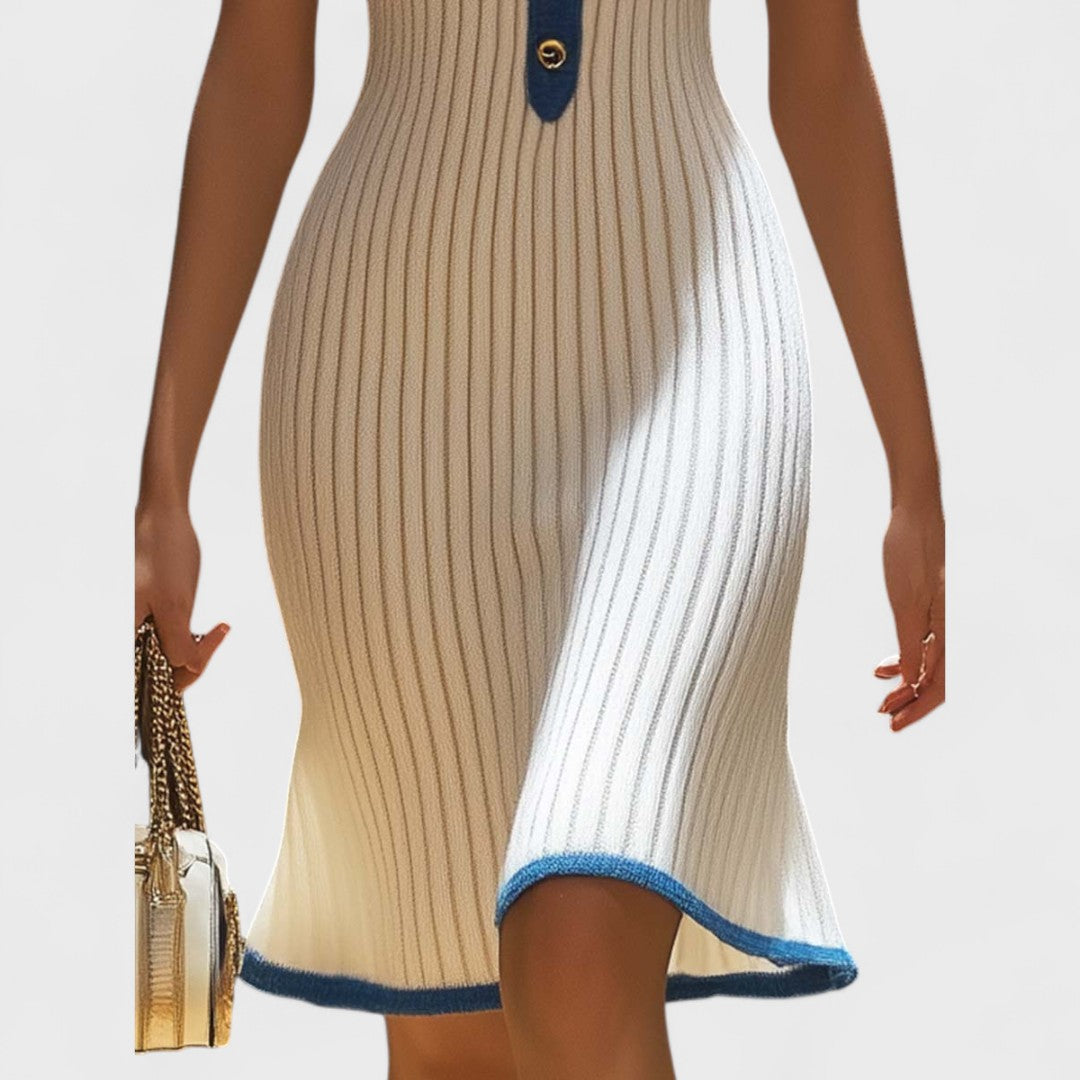 Divina – Elegant Knit Short-Sleeve Button Dress for Women