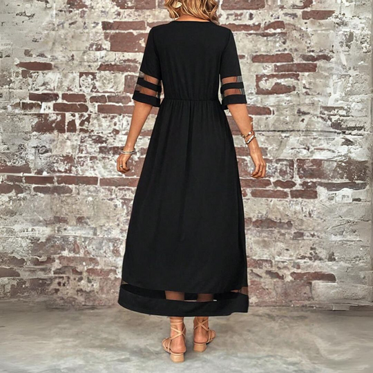 Alverra – Sheer Trim Elegant Maxi Dress