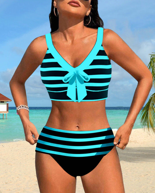 Zena – Striped Bow Bikini Set for Women
