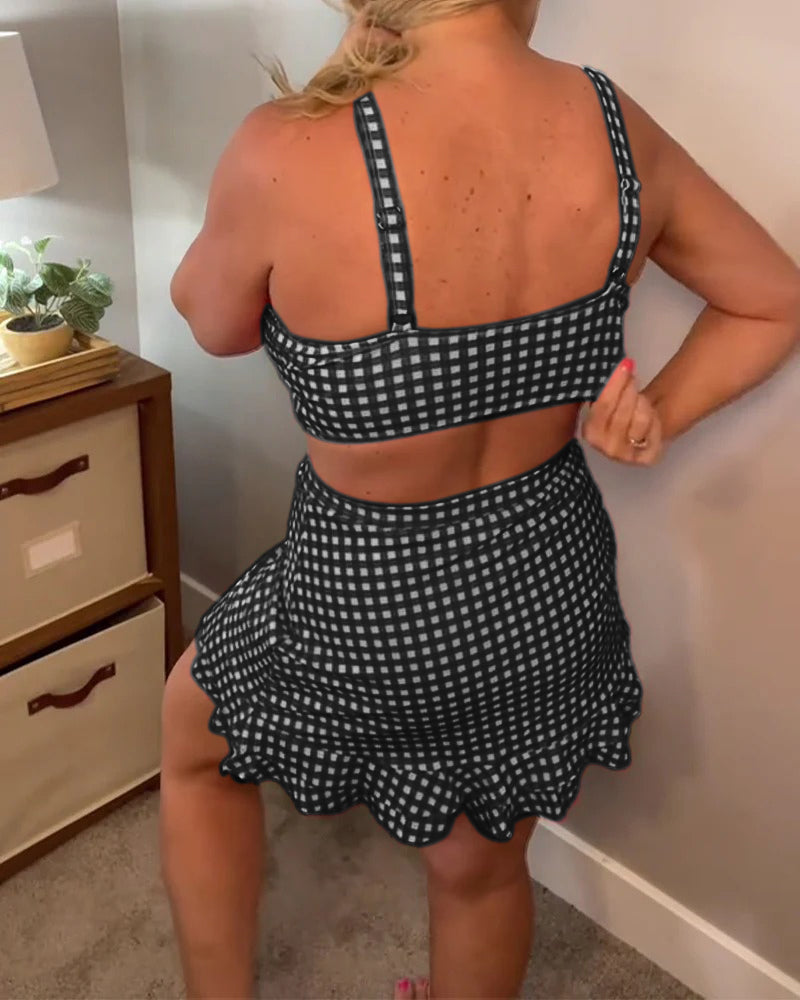 Franciszka – Gingham Wrap Set for Women
