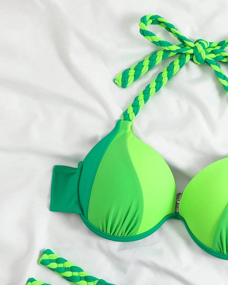 Gwenllian – Braided Strap Push-Up Bikini Set for Women
