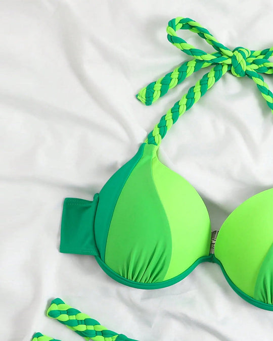 Gwenllian – Braided Strap Push-Up Bikini Set for Women