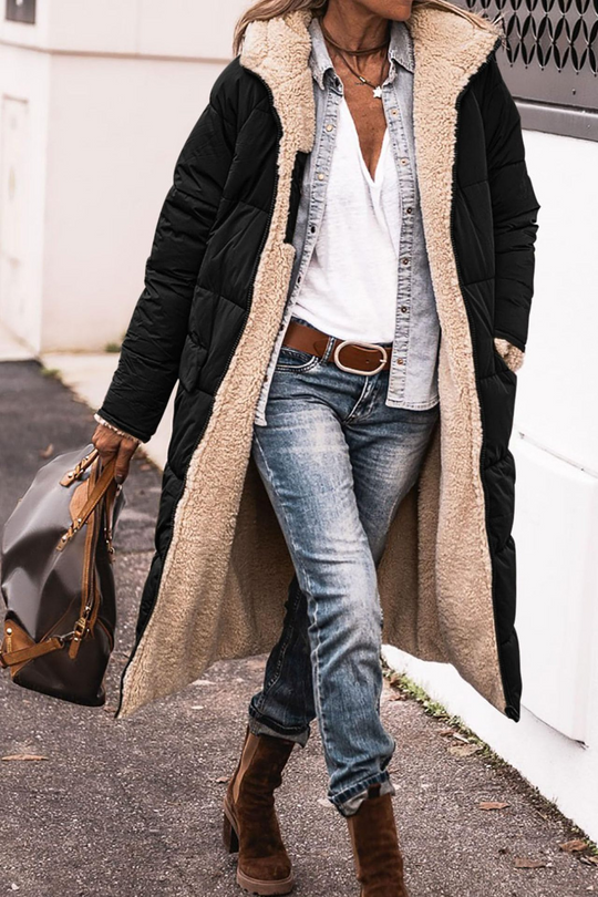Madalyn – Longline Sherpa-Lined Puffer Coat for Women